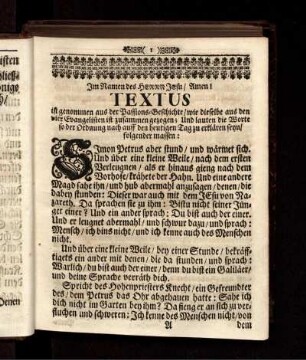 Textus || ist genommen aus der Passions-Geschichte [...]