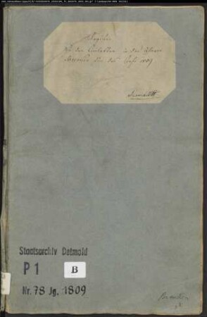 Zivilstandsregister der katholischen Gemeinde Brenken, Kreis Büren (GHT 1809) (Gemeinde: Katholische Gemeinde Bredenborn)