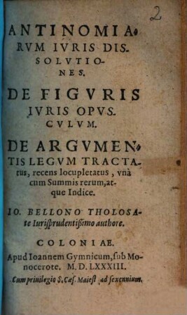 Antinomiarvm Ivris Dissolvtiones