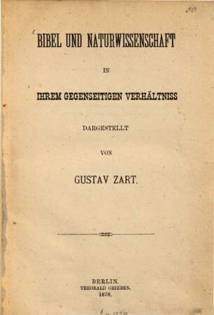 Bild und Naturwissenschaft, in ihrem gegenseitigen Verhältniss dargestellt von Gustav Zart