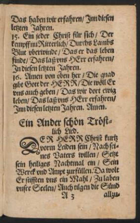 Ein Ander schoen Troest=||lich Lied. ||