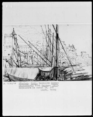 Skizzenbuch — Segelboote im Hafen