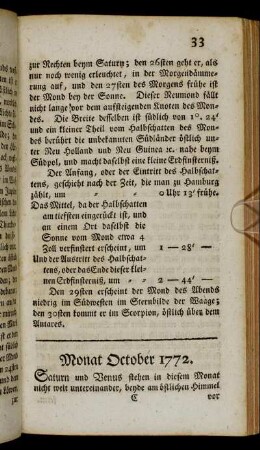 Monat October 1772.
