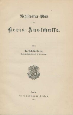 Registratur-Plan für Kreis-Ausschüsse