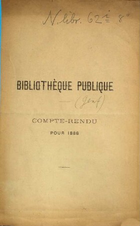 Compte rendu. 1886