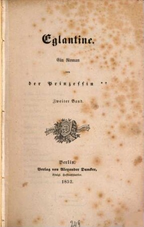 Eglantine : Ein Roman von der Prinzessin. 2