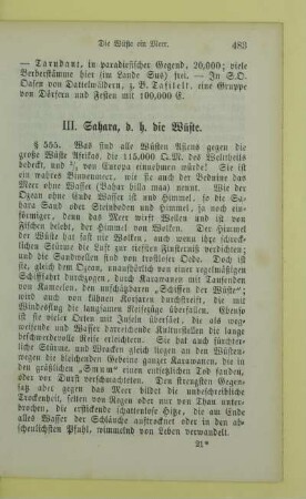 III. Sahara, d. h. die Wüste