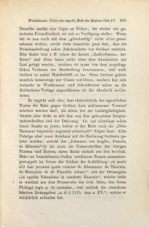 Ueber eine angebliche Rede des Kaisers Otto IV.