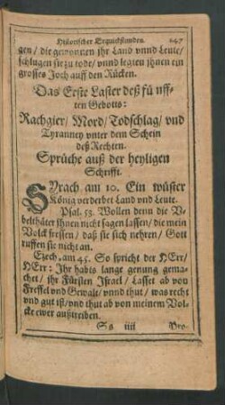 Das Erste Laster deß fünfften Gebotts: Rachgier/ Mord/ Todschlag/ und Tyranney unter dem Schein deß Rechten.