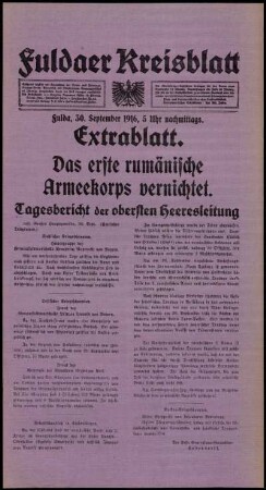 Ausgabe vom Samstag, den 30. September 1916.