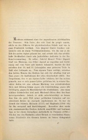 Mirabeau's Gedanken über die Erneuerung des französischen Staatswesens