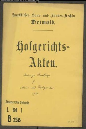 Bentrup, Meier zu gegen Meier und Krüger zu Bentrup