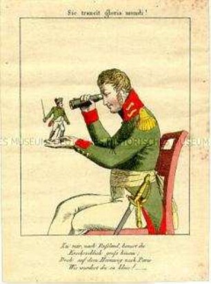Sic transit gloria mundi - So vergeht der Ruhm der Welt Karikatur auf die Niederlage Napoleons im Rußandfeldzug