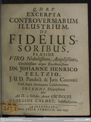 Excerpta Controversiarum Illustrium De Fideiussoribus