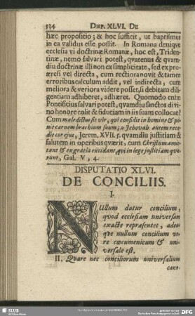 Disputatio XLVI. De Conciliis