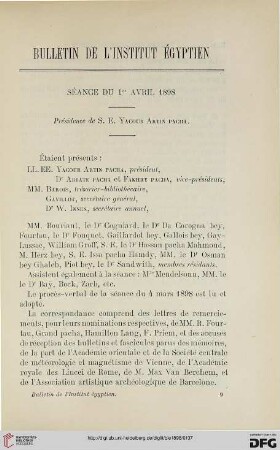 Séance du 1er avril 1898: présidence de S. E. Yacoub Artin Pacha