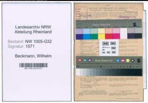 Entnazifizierung Wilhelm Beckmann , geb. 15.12.1913 (Arzt)