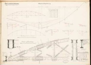 Hochbahn, Berlin Schinkelwettbewerb 1884: Straßenüberführung: Berechnungen, Diagramme, Details (Schnitte)