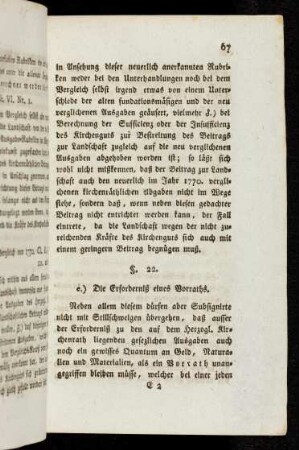 §22 ... die Erfordernis eines Vorraths