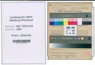 Entnazifizierung Johannes Kranz , geb. 04.03.1901 (Lehrer)