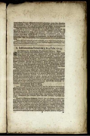 6. Instrumentum Notarii de 3. & 4. Febr. 1719.