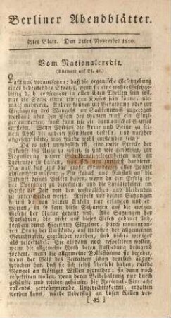 45tes Blatt. Den 21ten November 1810.