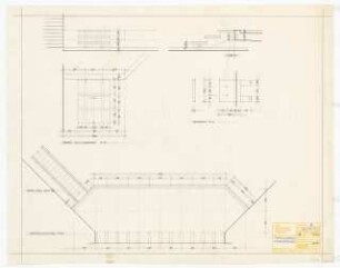 1. Kirche Christi Wissenschafter, Karlsruhe: Emporentreppe, Emporengeländer, Lesepodest: Ansichten, Details 1:20, 1:10, 1:2