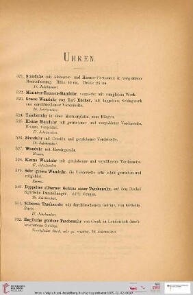 Uhren (Nr. 521-532)