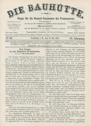 No. 22. Frankfurt a. M., den 29. Mai 1915. 58. Jahrgang.