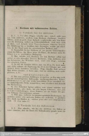 I. Rechnen mit unbenannten Zahlen