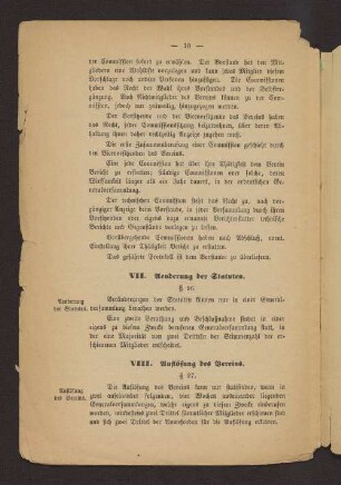 VII. Aenderung der Statuten