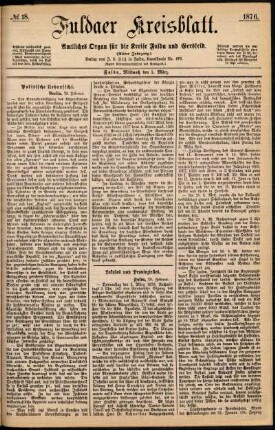 Ausgabe vom Mittwoch, den 01. März 1876.