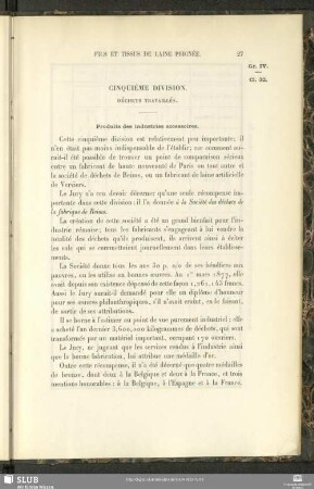 Cinquième Division. Déchets Travaillés
