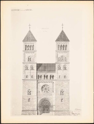 Kirche: Vorderansicht (aus: Drucke von Seminararbeiten der Königlich Technischen Hochschule Berlin, Bd. I)