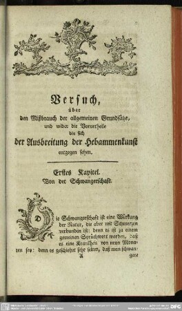 Erstes Kapitel. Von der Schwangerschaft
