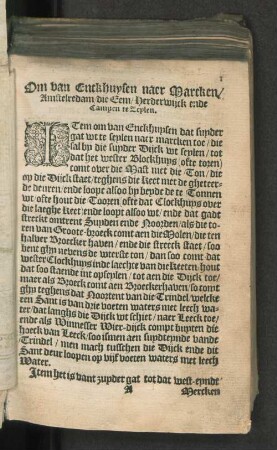 Om van Enckhuysen naer Marcken