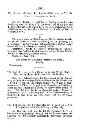 Abhaltung eines internationalen geographischen Kongresses nebst Ausstellung zu Venedig : [II. Universitäten, technische Hochschulen, Akademien etc.]