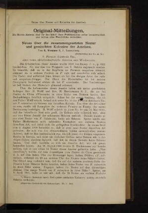 Neues über die zusammengestzten Nester und gemischten Kolonien der Ameisen.