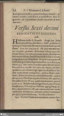 Versus Sexti decimi Explicatio Et Exegesis