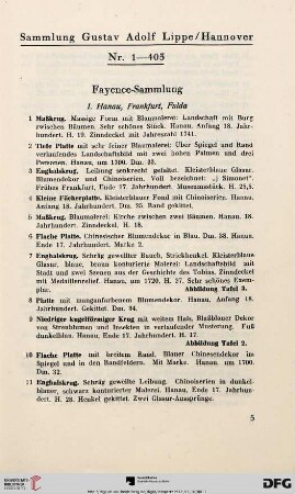 Fayence-Sammlung (Nr. 1-259)
