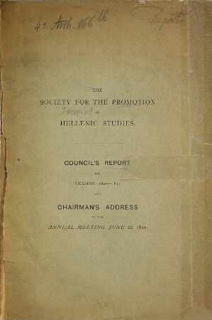 Council's report for session ... and chairman's address at the annual meeting, 1890/91 (1891)