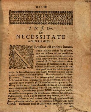 De necessitate syntagmata duo, quorum prius philosophiam theoreticam posterius practicam exhibet