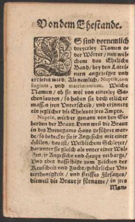 Von dem Ehestande.
