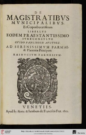 De Magistratibus municipalibus, et Corporibus artificum […]