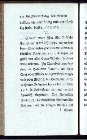 VI. Unter dem Churfürsten Carl Philipp.
