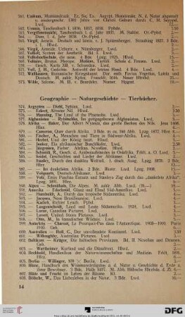 Geographie – Naturgeschichte – Tierbücher (Nr. 574-701)