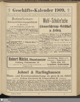 Geschäfts-Kalender 1909