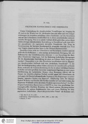 IV. Teil - Politischer Katholizismus und Demokratie