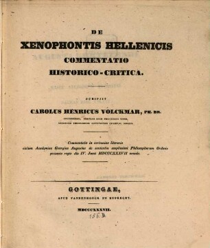 De Xenophontis Hellenicis : commentatio historico-critica