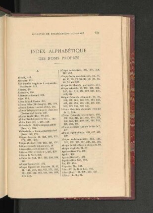 Index Alphabétique des Noms Propes